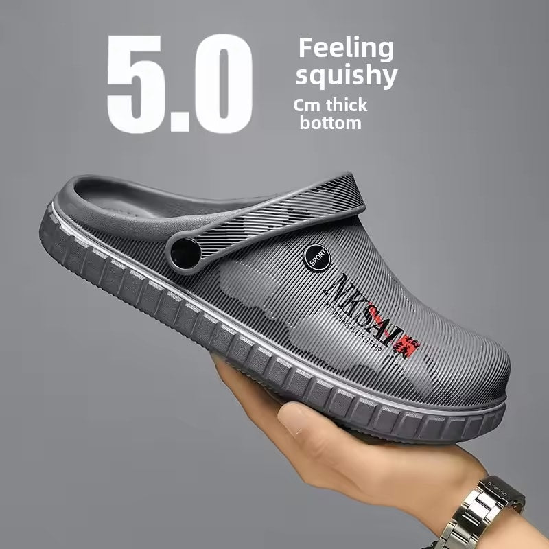 Mens Mules and Clogs Summer Sandals Indoor Slip-On Non-Slip Breathable Light Beach Slippers Male Garden Shoes Men Zapatos Hombre